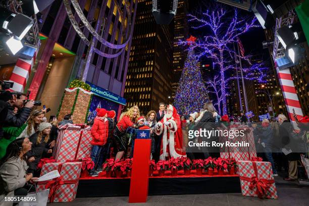 Jillian Crane, Judge Jeanine Pirro, Jesse Watters, and Santa Claus light up the Christmas Tree at the Fox News 4th annual all-American Christmas Tree...