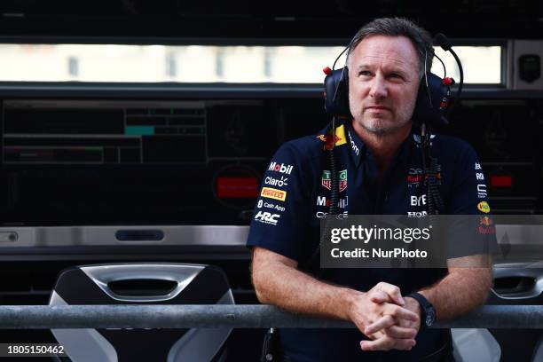 Christian Horner ahead of the Formula 1 Abu Dhabi Grand Prix at Yas Marina Circuit in Abu Dhabi, United Arab Emirates on November 26, 2023.