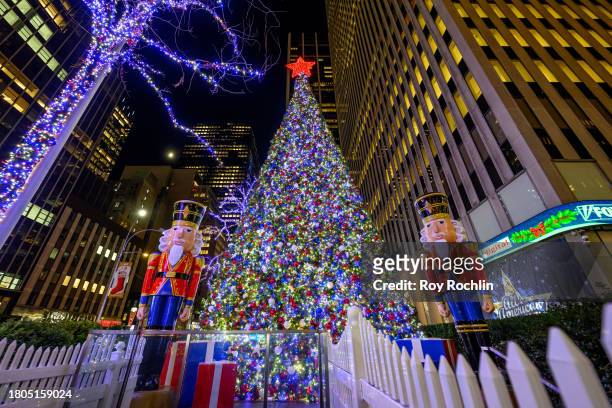 View of the lit Christmas Tree during the Fox News 4th annual all-American Christmas Tree lighting at Fox News Channel Studios on November 20, 2023...