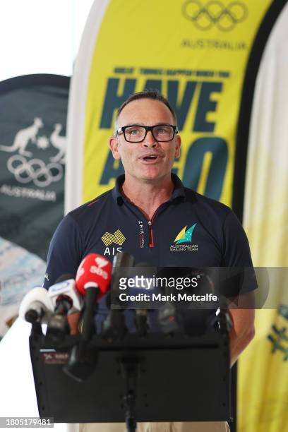Sailing Australia Head of High Performance, Iain Brambell speaks to media during an Australian Paris 2024 Olympic Games Team Selection Media...