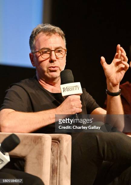 Geraud Brisson speaks onstage during Variety And Apple TV+ "Lessons In Chemistry" Screening, Q&A And Reception at Linwood Dunn Theater on November...