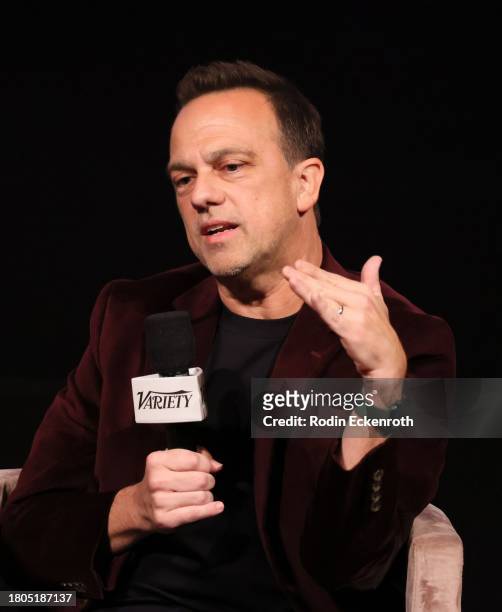 Carlos Rafael Rivera speaks onstage during Variety And Apple TV+ "Lessons In Chemistry" Screening, Q&A And Reception at Linwood Dunn Theater on...