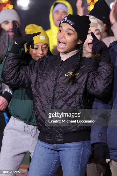 Lorna Courtney performs "& Juliet on Broadwayl" during day one of 97th Macy's Thanksgiving Day Parade rehearsals at Macy's Herald Square on November...