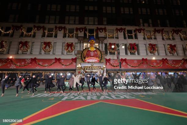 The Radio City Rockettes perform during day one of 97th Macy's Thanksgiving Day Parade rehearsals at Macy's Herald Square on November 20, 2023 in New...