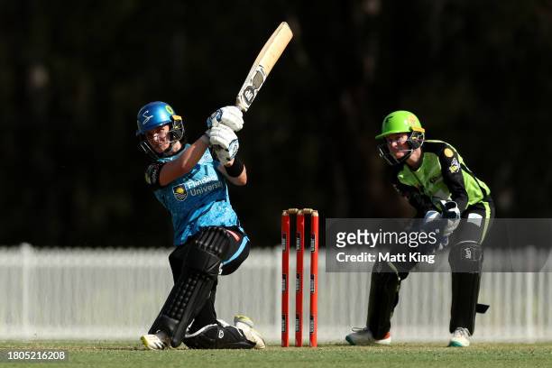 Laura Wolvaardt of the Strikers bats during the WBBL match between Sydney Thunder and Adelaide Strikers at Cricket Central, on November 21 in Sydney,...