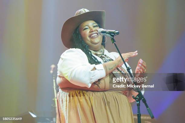 Danica Hart of Chapel Hart performs during the 2023 Christmas For Kids Benefit at Ryman Auditorium on November 20, 2023 in Nashville, Tennessee.