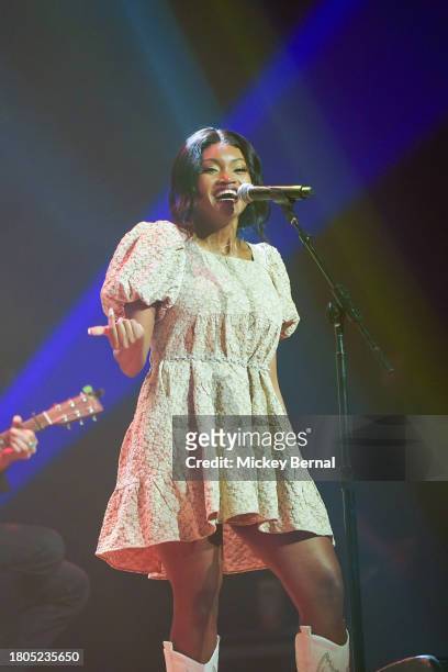 Devynn Hart of Chapel Hart performs during the 2023 Christmas For Kids Benefit at Ryman Auditorium on November 20, 2023 in Nashville, Tennessee.