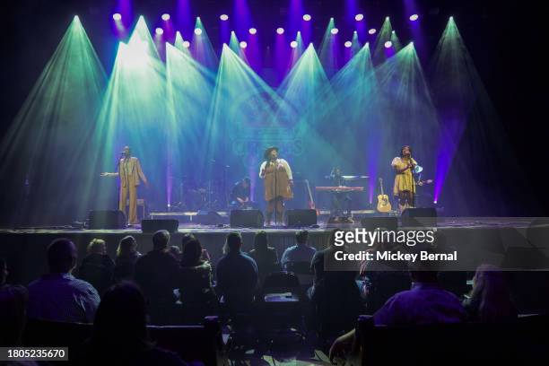 Trea Swindle, Danica Hart and Devynn Hart perform during the 2023 Christmas For Kids Benefit at Ryman Auditorium on November 20, 2023 in Nashville,...