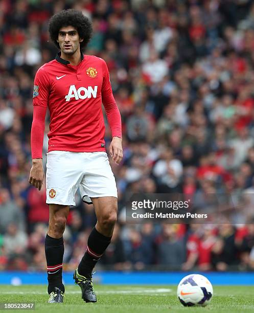 Marouane Fellaini of Manchester United in action during the Barclays Premier League match between Manchester United and Crystal Palace at Old...