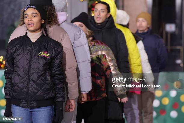 Lorna Courtney and cast members perform "& Juliet on Broadway" during day one of 97th Macy's Thanksgiving Day Parade rehearsals at Macy's Herald...