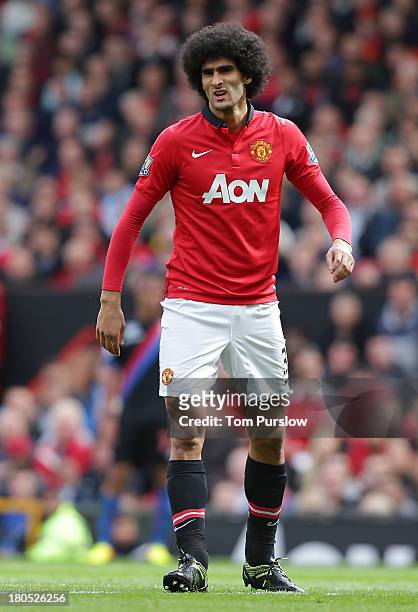 Marouane Fellaini of Manchester United in action during the Barclays Premier League match between Manchester United and Crystal Palace at Old...