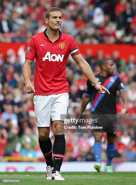 Nemanja Vidic of Manchester United in action during the Barclays Premier League match between Manchester United and Crystal Palace at Old Trafford on...