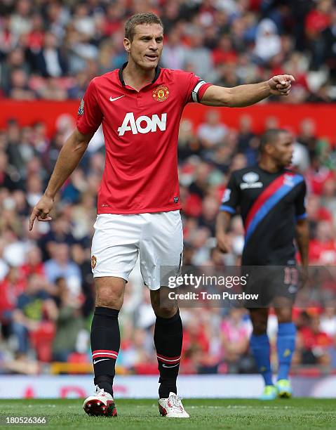 Nemanja Vidic of Manchester United in action during the Barclays Premier League match between Manchester United and Crystal Palace at Old Trafford on...