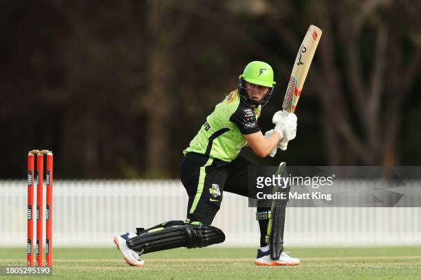 Anika Learoyd of the Thunder bats during the WBBL match between Sydney Thunder and Adelaide Strikers at Cricket Central, on November 21 in Sydney,...