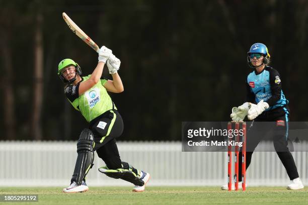 Anika Learoyd of the Thunder bats during the WBBL match between Sydney Thunder and Adelaide Strikers at Cricket Central, on November 21 in Sydney,...