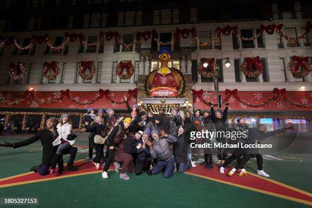 Cast members from "Spamalot" perform during day one of 97th Macy's Thanksgiving Day Parade rehearsals at Macy's Herald Square on November 20, 2023 in...