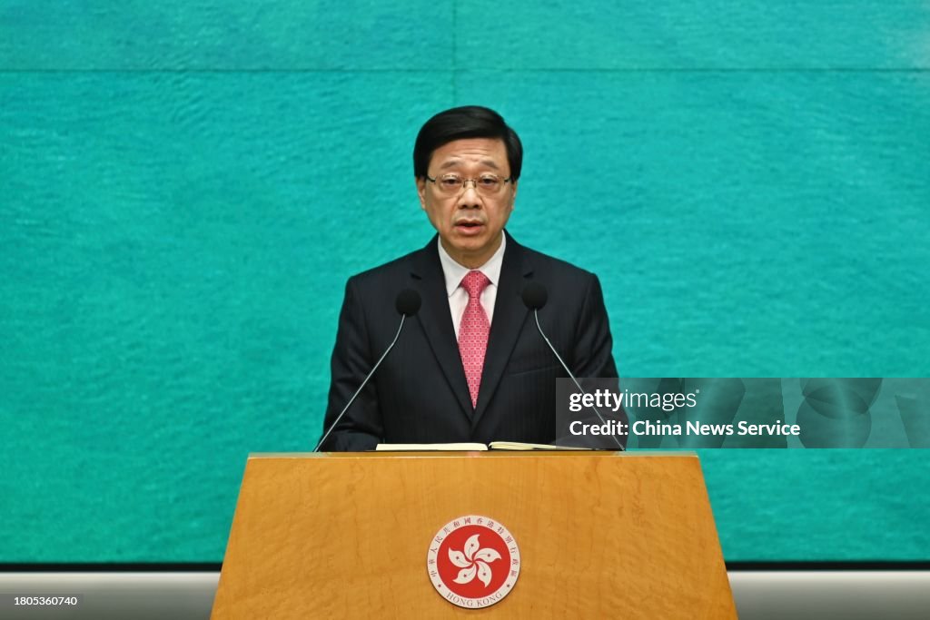 Hong Kong Chief Executive John Lee Meets Media