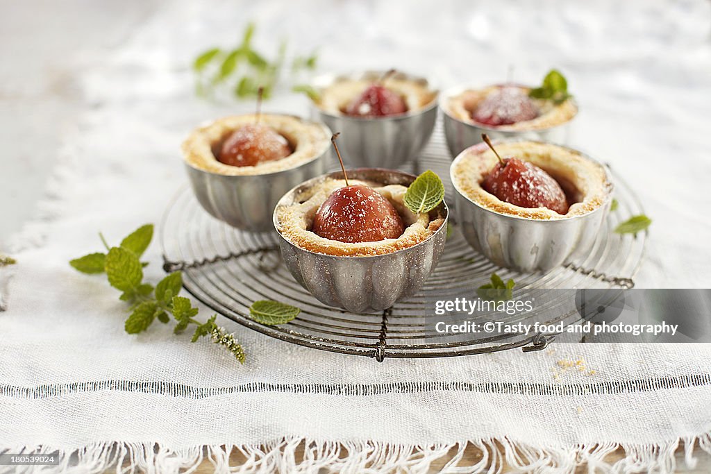 Dessert with plums