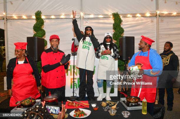 Quavo and his mother Edna Marshall attend "Huncho Farms" hosted by Quavo Cares & Urban Recipe in Atlanta Community ahead of Thanksgiving on November...