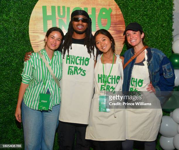 Shauna Nep, Quavo, Paula Park and Brittany Concannon attend Quavo Cares presents "Huncho Farms" Hosted By Quavo & Urban Recipe in Atlanta Community...