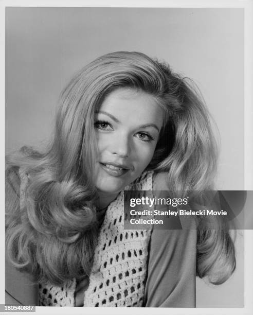 Promotional headshot of actress Karen Jensen, as she appears in the movie 'The Salzburg Connection', 1972.