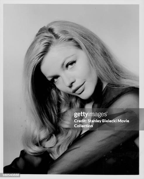 Promotional headshot of actress Karen Jensen, as she appears in the movie 'The Salzburg Connection', 1972.