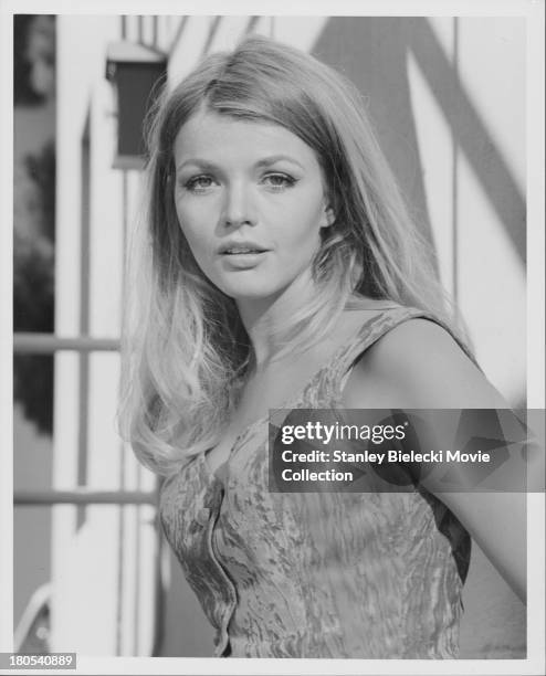 Promotional headshot of actress Karen Jensen, as she appears in the movie 'The Salzburg Connection', 1972.