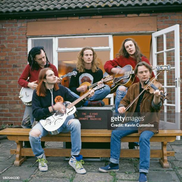English pop group The Wonder Stuff at Rockfield Studios, near Monmouth in Wales, December 1989. The group are recording demos for the group's third...