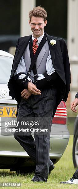 Harry Meade attends the wedding of James Meade and Lady Laura Marsham at The Parish Church of St. Nicholas in Gayton on September 14, 2013 in King's...