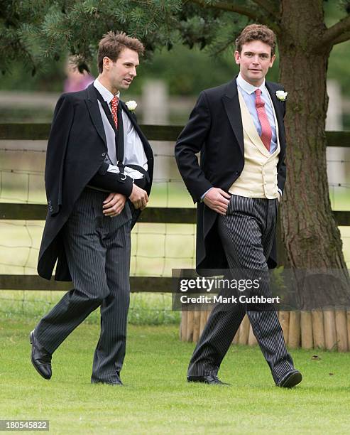 Harry Meade and James Meade attend the wedding of James Meade and Lady Laura Marsham at The Parish Church of St. Nicholas in Gayton on September 14,...