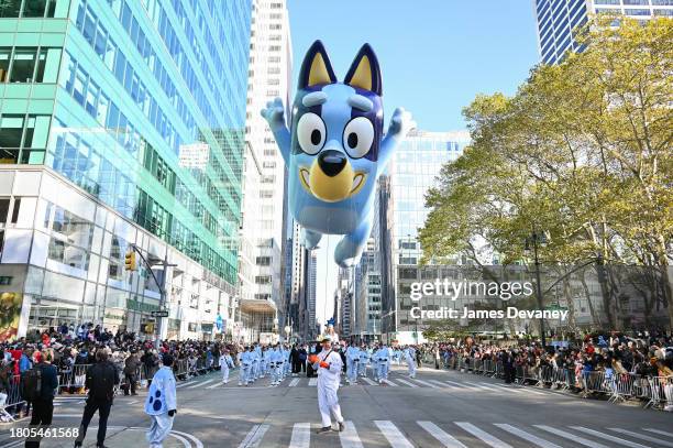 View of the Bluey balloon at the 96th Annual Macy's Thanksgiving Day Parade on November 24, 2022 in New York City.