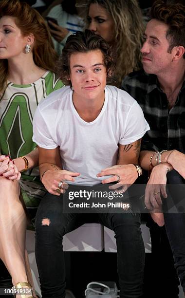 Harry Styles attends the House Of Holland show during London Fashion Week SS14 on September 14, 2013 in London, England.