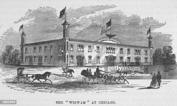 Illustration of the site of the Republican National Convention at which Abraham Lincoln was nominated for the presidential candidacy, Chicago,...