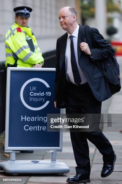 Chief medical officer Chris Whitty attends the Covid-19 Inquiry on November 21, 2023 in London, England. Past and present government officials are...