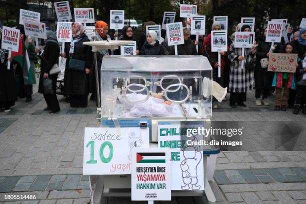 Demonstration is held in Sultanahmet Square on World Children's Rights Day, to draw attention to the infant deaths in Palestine on November 20, 2023...