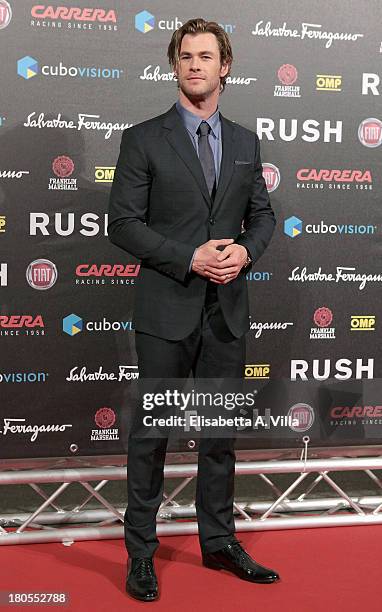 Actor Chris Hemsworth attends the 'Rush' premiere at Auditorium della Conciliazione on September 14, 2013 in Rome, Italy.