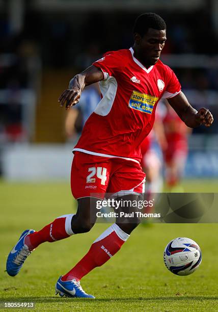 Kayode Adejayi of Accrington in action during the Sky Bet League Two match between Hartlepool United and Accrington Stanley at Victoria Park on...