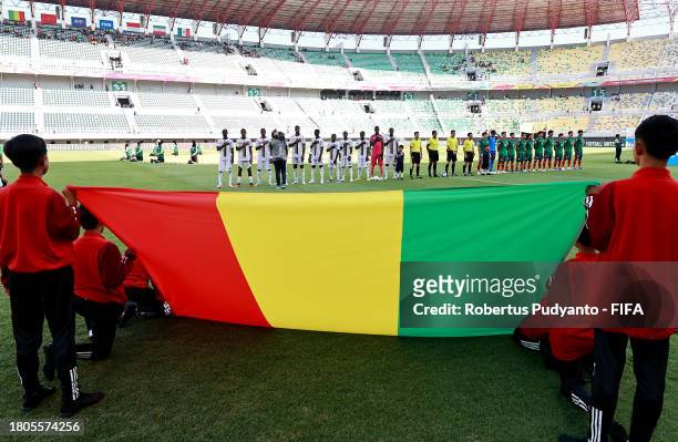 General view of the inside of the stadium as players of Mali sing their national anthem prior to the FIFA U-17 World Cup Round of 16 match between...