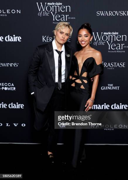 Moana Hope and Maria Thattil attend the Marie Claire Women of the Year Awards 2023 at Museum of Contemporary Art on November 21, 2023 in Sydney,...