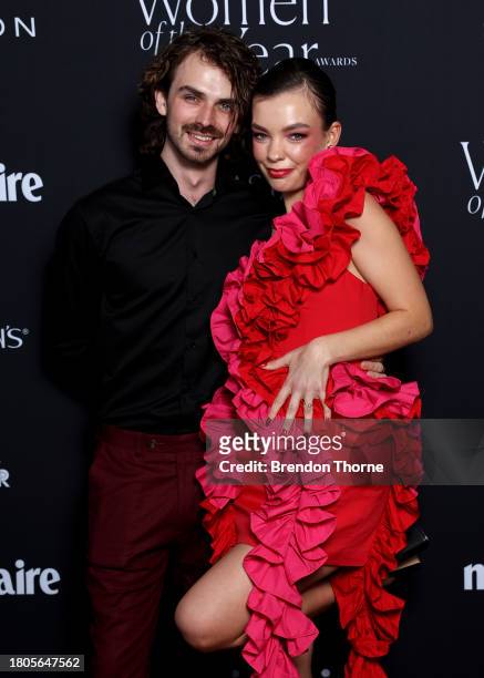 Chloé Hayden and Dylan Rohan attend the Marie Claire Women of the Year Awards 2023 at Museum of Contemporary Art on November 21, 2023 in Sydney,...