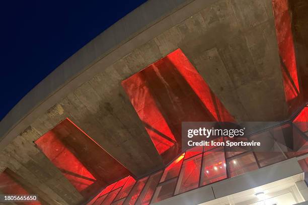 Detailed view of the exterior of the State Farm Center before the college basketball game between the Western Illinois Leathernecks and the Illinois...