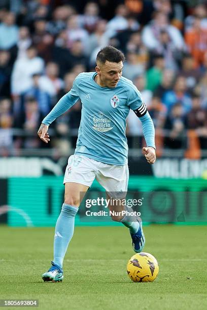 Iago Aspas is in action for RC Celta de Vigo during the LaLiga EA Sports match against Valencia CF at Mestalla Stadium in Valencia, Spain, on...