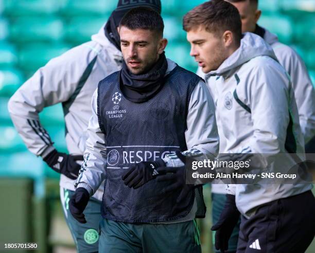 Greg Taylor during a Celtic MD-1 training session at Celtic Park, on November 27 in Glasgow, Scotland.