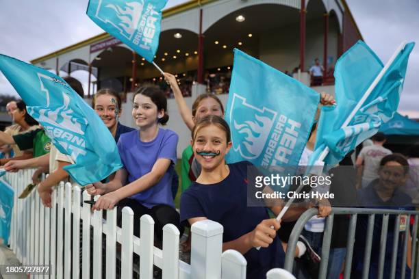 Heat fans during the WBBL match between Brisbane Heat and Sydney Sixers at Allan Border Field, on November 21 in Brisbane, Australia.