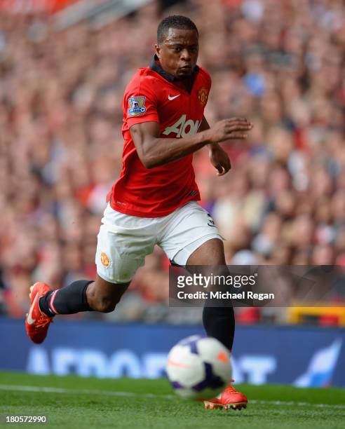 Patrice Evra of Manchester United in action during the Barclays Premier League match between Manchester United and Crystal Palace at Old Trafford on...