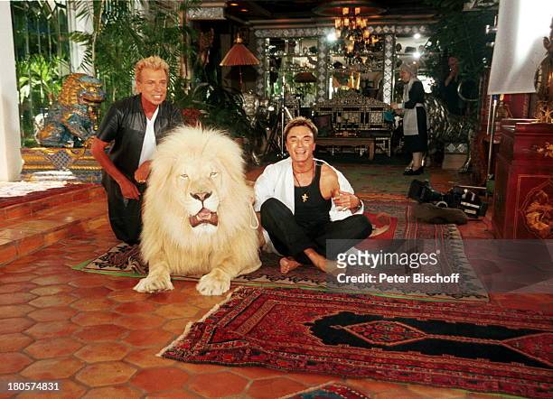 Siegfried & Roy, weißer Löwe, Homestory, "Dschungel-Palast", Las Vegas/Nevada/USA, Palmen, Homestory, Innenraum, Wohnzimmer,