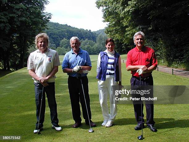 Peter Hofmann , Horst Arand (Präsident des "Golf Clubs Bad Kissingen", Keely Sims , Hans Schneider , , "Peter Hofmann-Benefiz-Golf Cup", Bad...