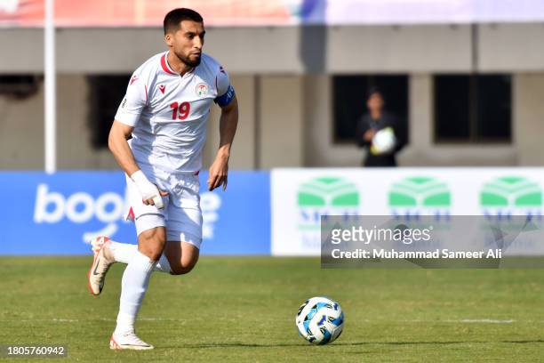 Akhtam Nazarov of Tajikistan controls the ball during the 1st half of 2026 FIFA World Cup AFC Qualifier Group G match between Pakistan and Tajikistan...