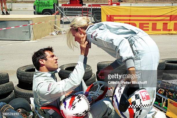 Carsten Spengemann, Eve Scheer, , "Star Kart Rennen 2001", Mallorca/Spanien, Go-Kart, Helm, Overall, Reifen,