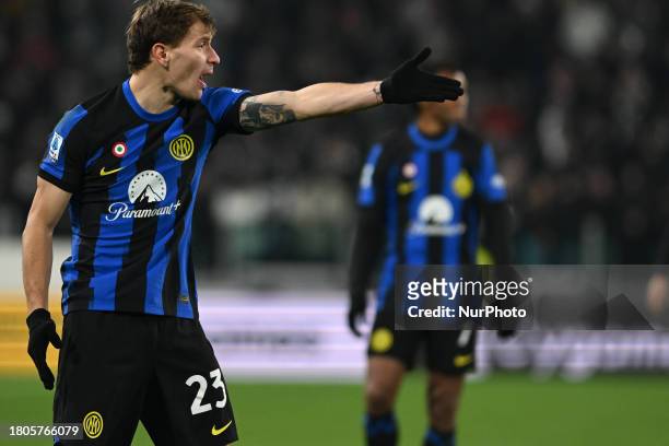 Nicolo Barella of FC Inter is playing during the Italian Serie A football match between FC Juventus and Inter FC Internazionale at Allianz Stadium in...